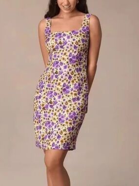 Rouje purple and yellow floral summer dress in size 34/0/XS